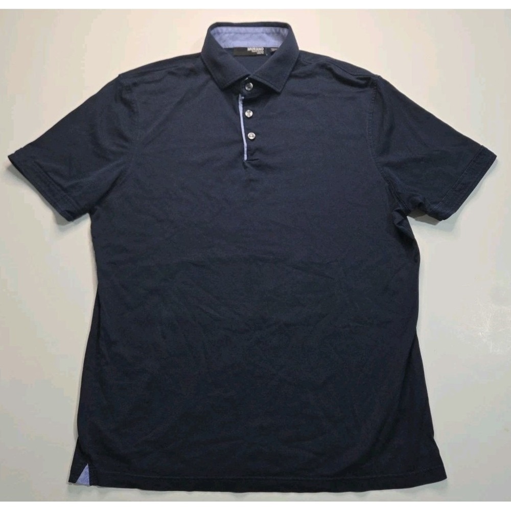 Murano Liquid Luxury Slim Fit Polo Shirt Large Blue 100% Cotton